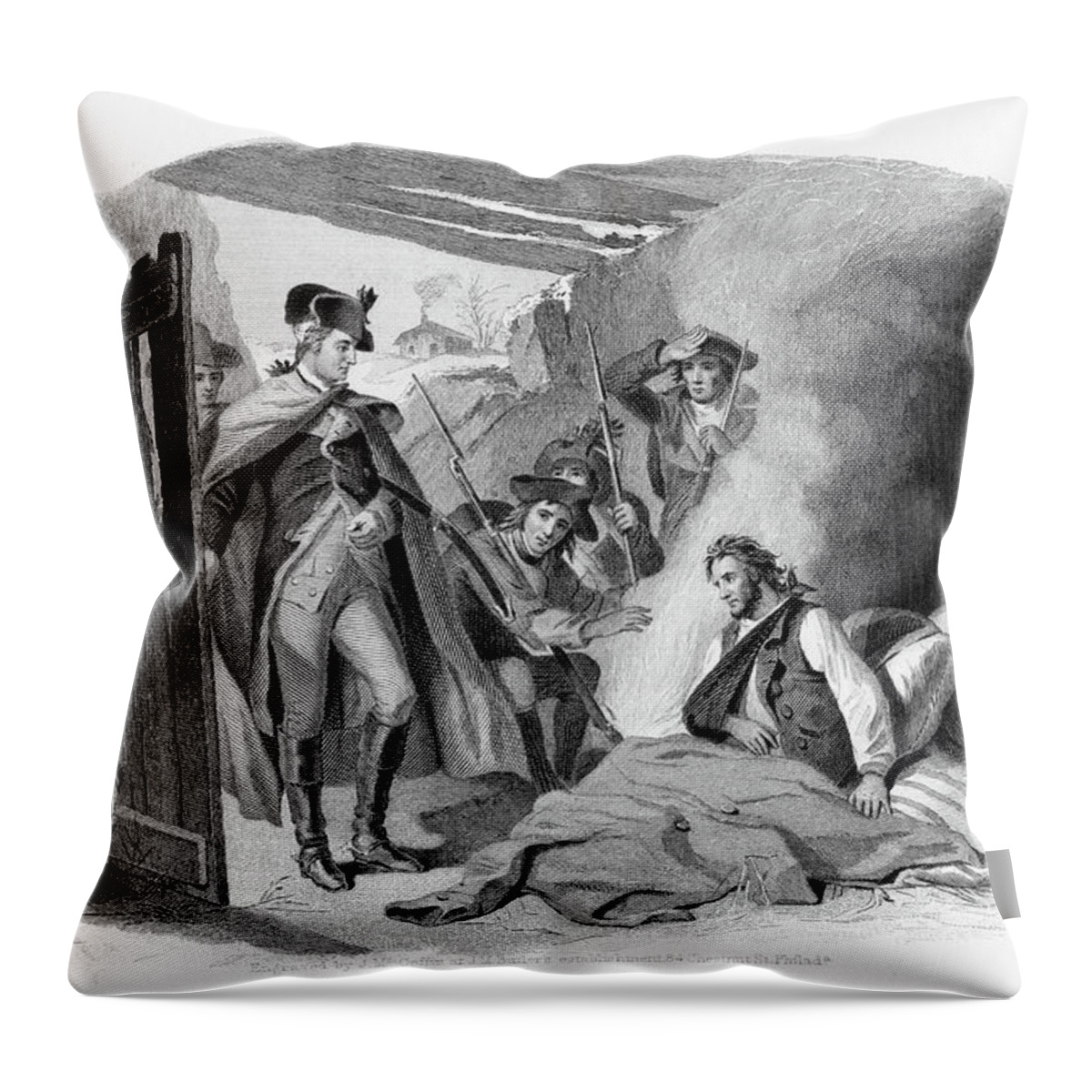 Horizontal Throw Pillow featuring the painting General George Washington Visiting by Vintage Images