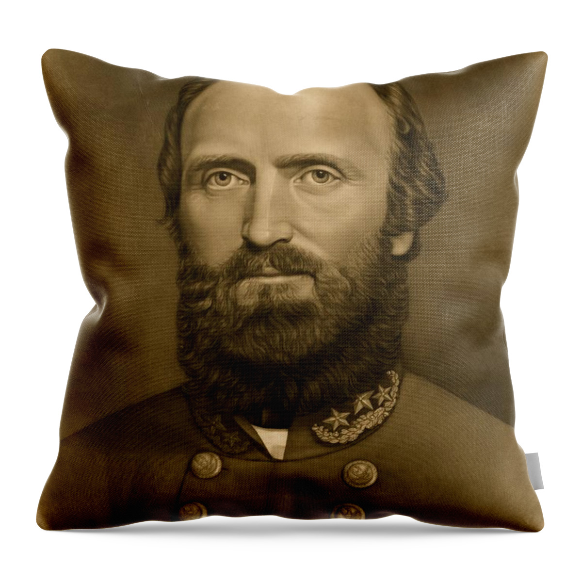 Confederacy; Confederate; South; General; Stonewall; Jackson; Civil; War; States; Between; Portrait; 1871 Throw Pillow featuring the photograph General Stonewall Jackson 1871 by American School