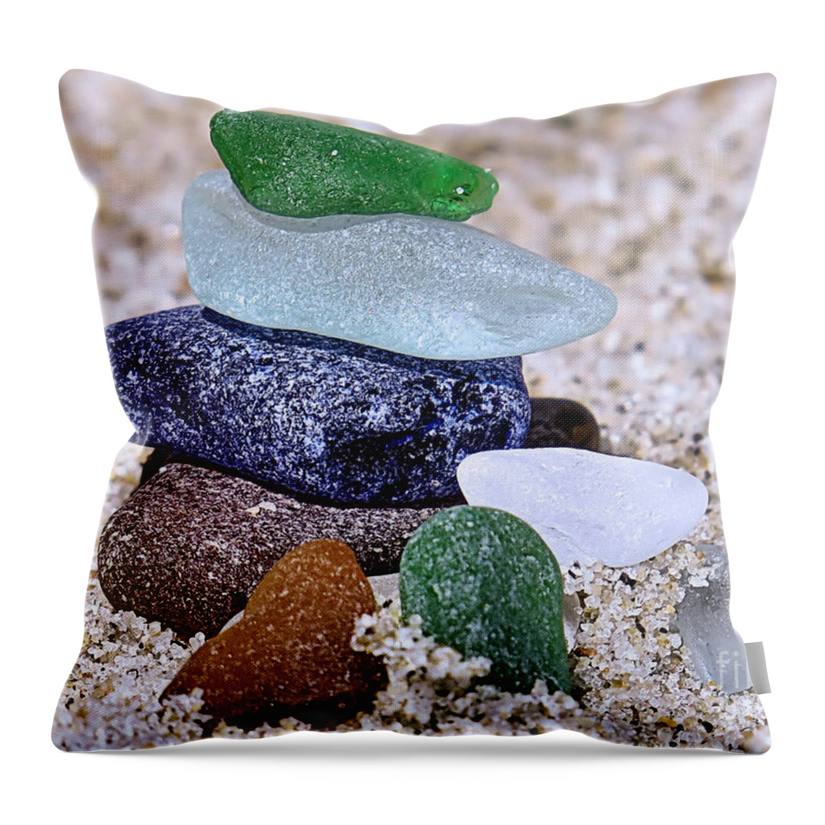 Sea Glass Throw Pillow featuring the photograph Genuine Sea Glass by Janice Drew