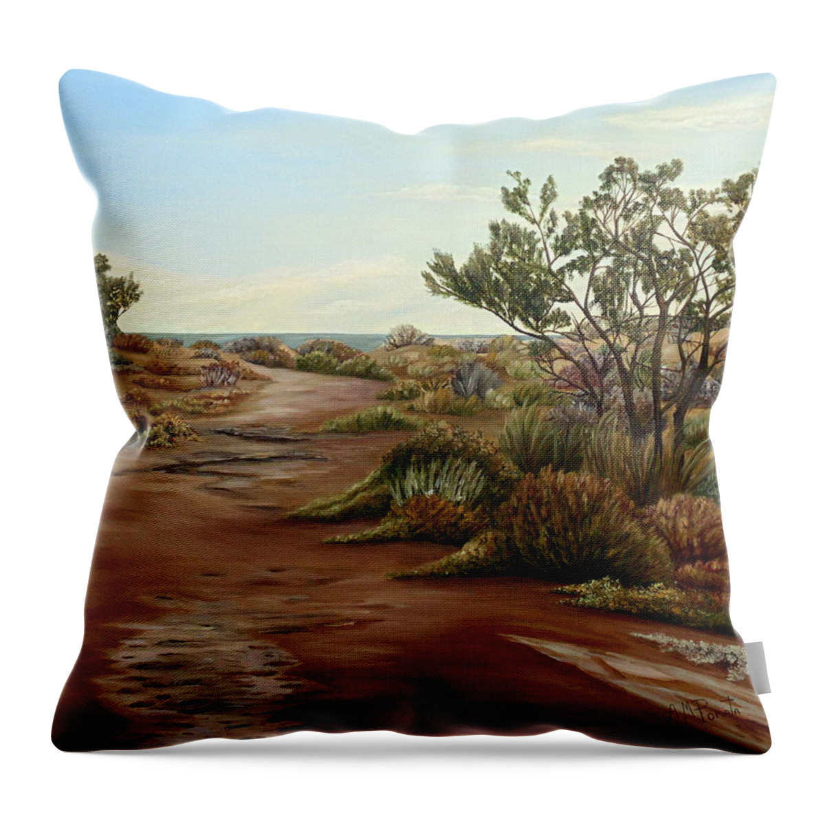 Beach Throw Pillow featuring the painting Genoveses' Walk by Angeles M Pomata