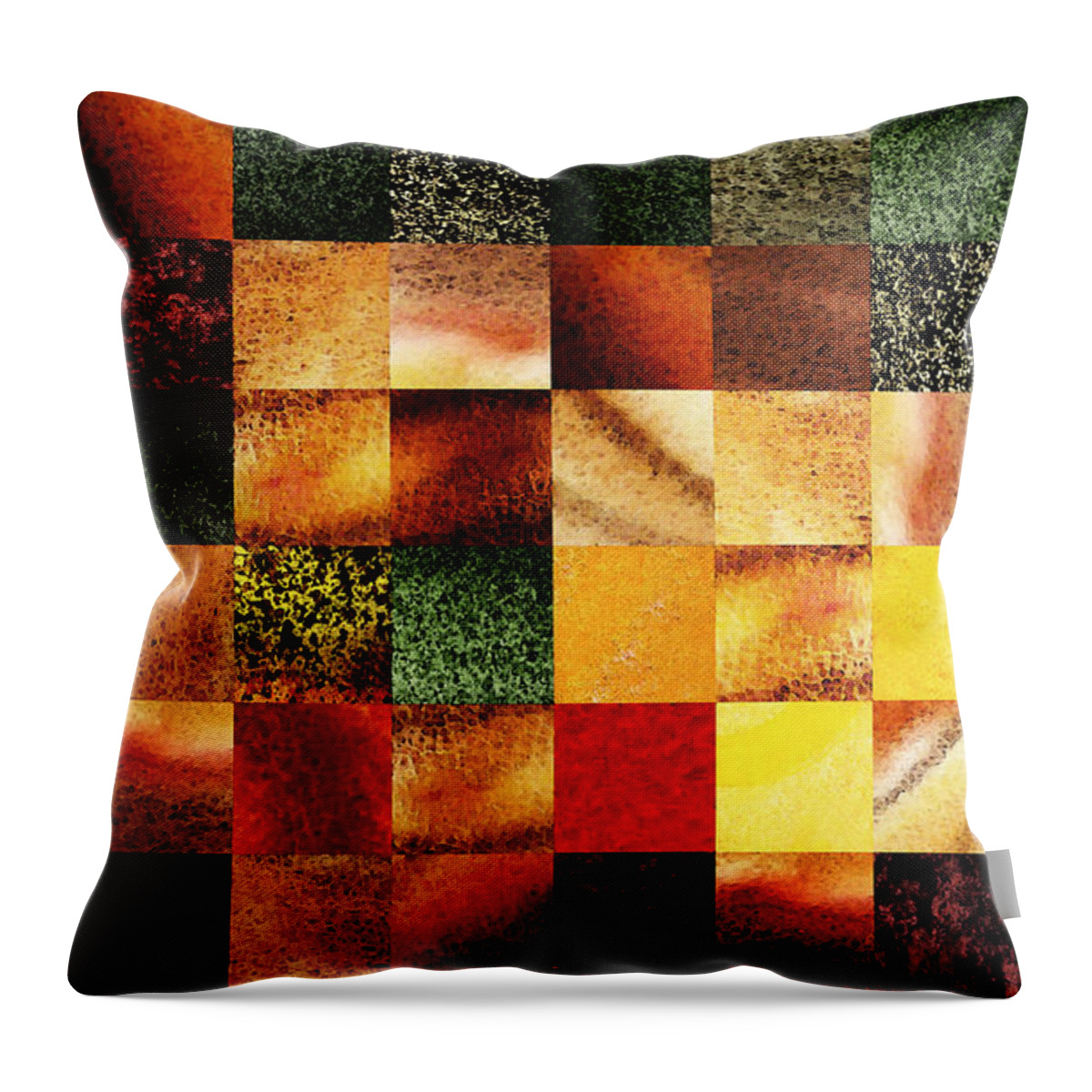 Sunset Throw Pillow featuring the painting Geometric Abstract Design Sunset Squares by Irina Sztukowski