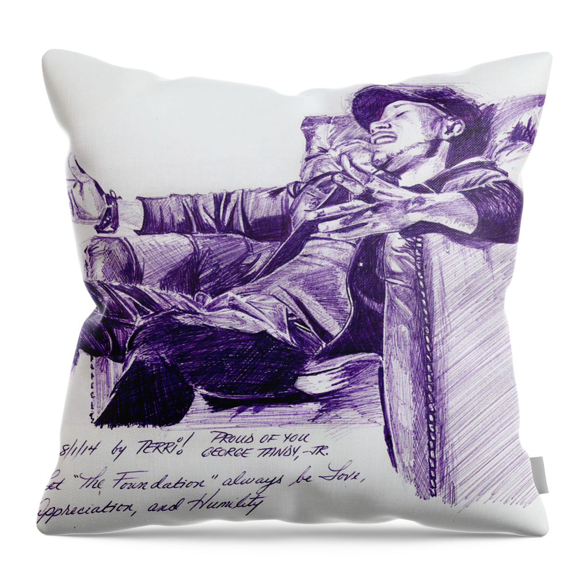 Singer Throw Pillow featuring the drawing George Tandy Jr by Terri Meredith