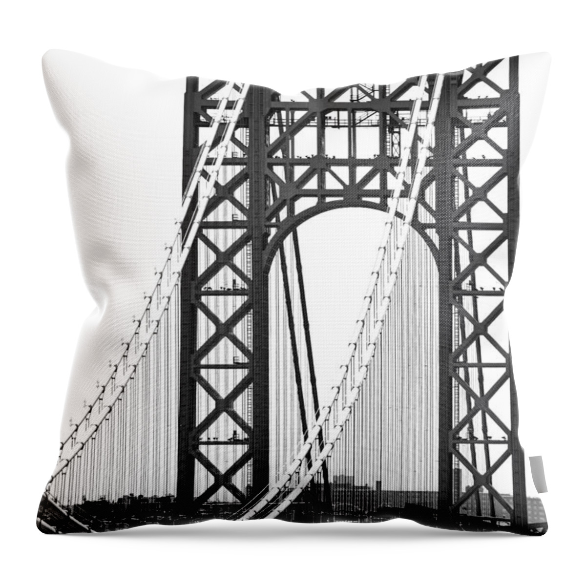 George Washington Bridge Throw Pillow featuring the photograph George Washington Bridge NJ Tower by Regina Geoghan