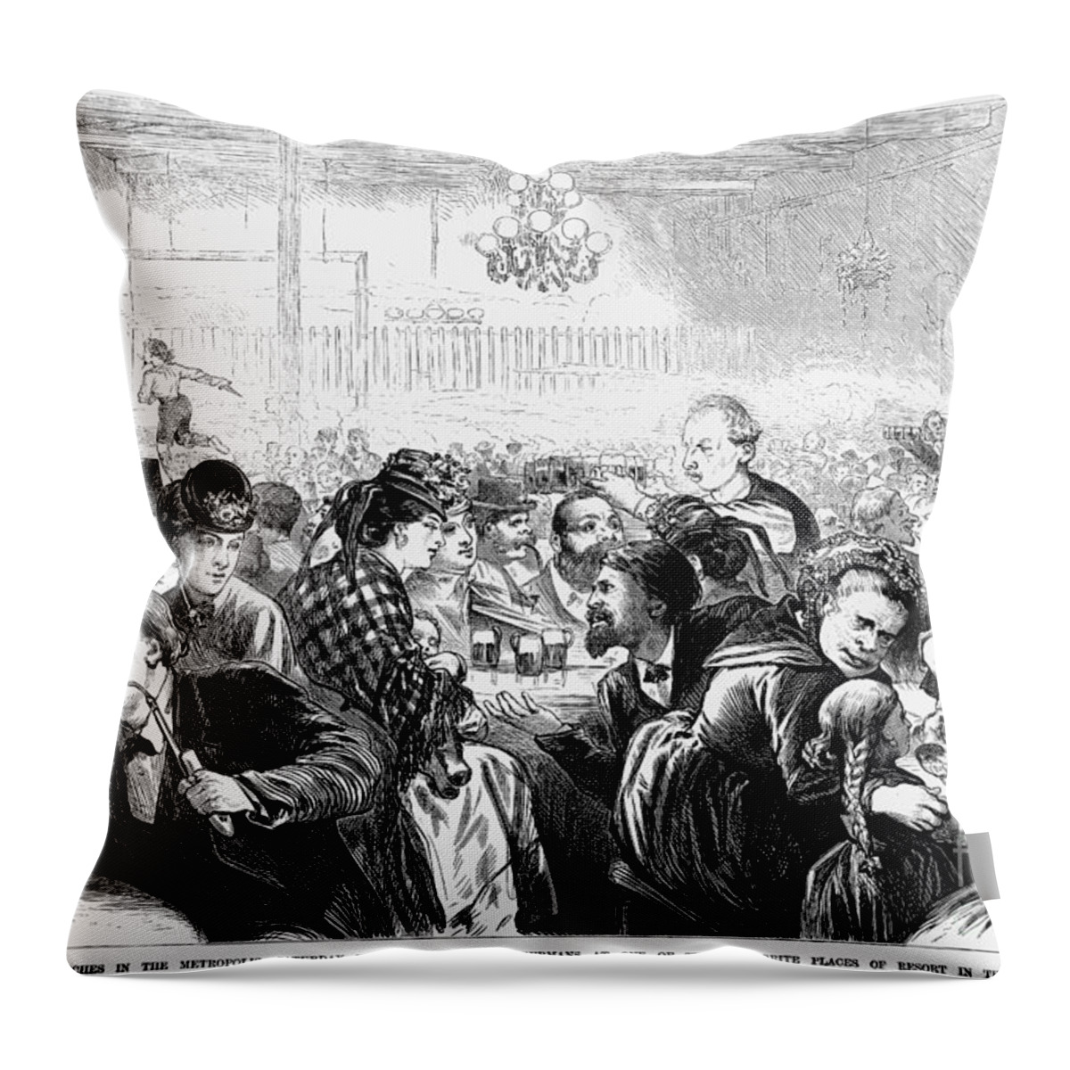 1872 Throw Pillow featuring the photograph German Beer Hall by Granger