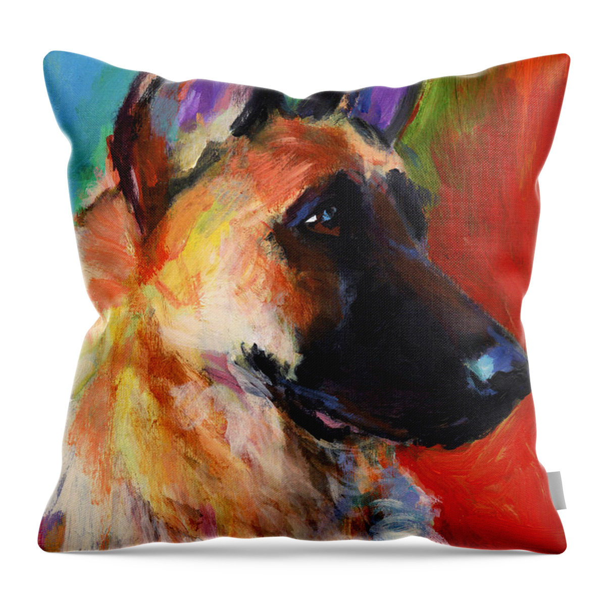 German Shepherd Throw Pillow featuring the painting German Shepherd Dog portrait by Svetlana Novikova