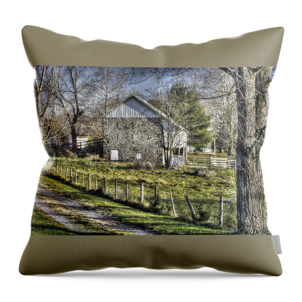 Gettysburg Throw Pillow featuring the photograph Gettysburg at Rest - Sarah Patterson Farm Field Hospital Muted by Michael Mazaika