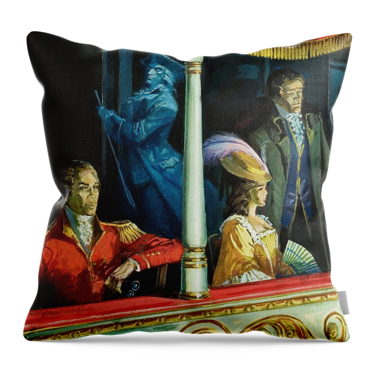 Ghost Throw Pillow featuring the drawing Ghost At The Theatre by Andrew Howat
