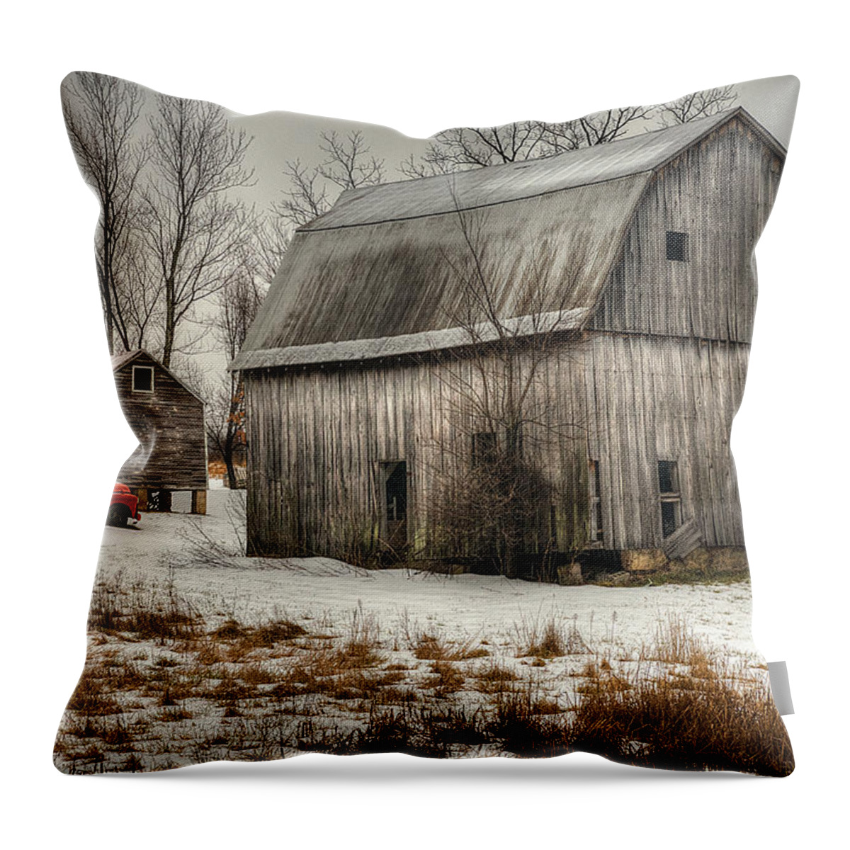 Ghosts Of Farmers Give Their Blessing Throw Pillow featuring the photograph Ghosts of Farmers Give Their Blessing by William Fields