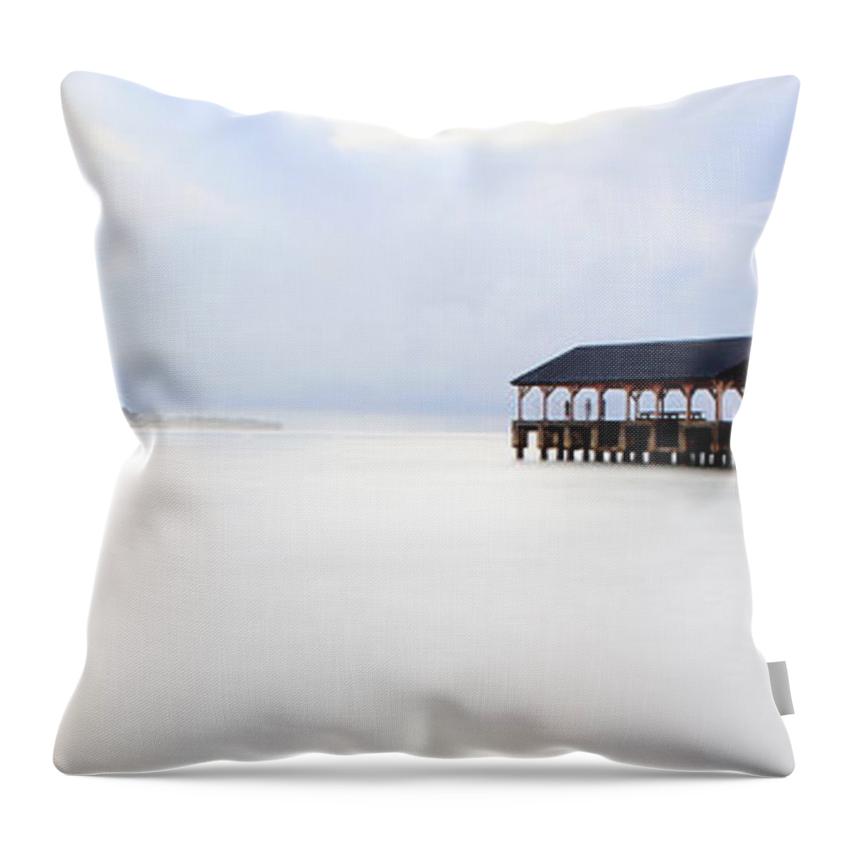 Hanalei Pier Throw Pillow featuring the photograph Ghosts of Hanalei by Ryan Smith