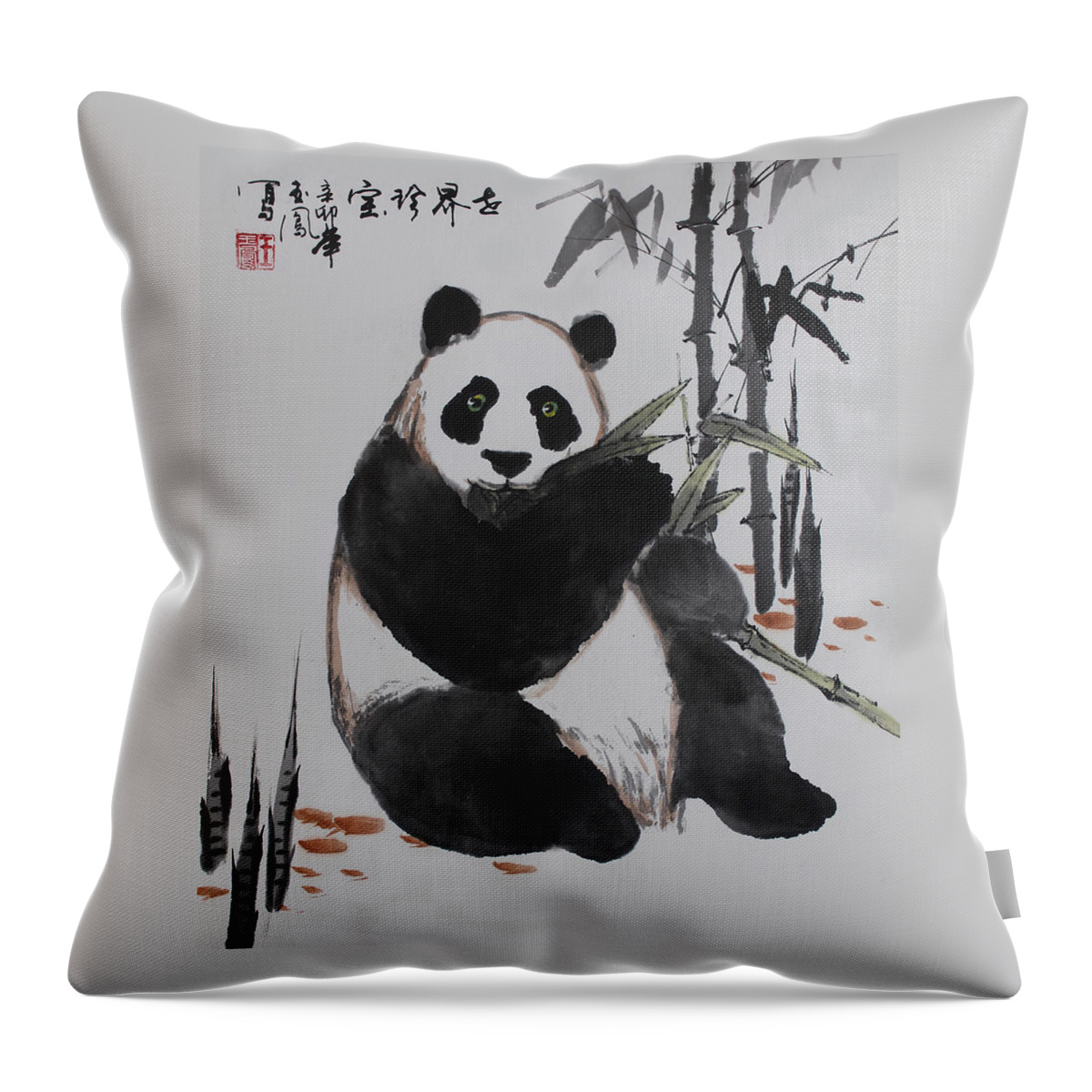 Panda Throw Pillow featuring the photograph Giant Panda by Yufeng Wang