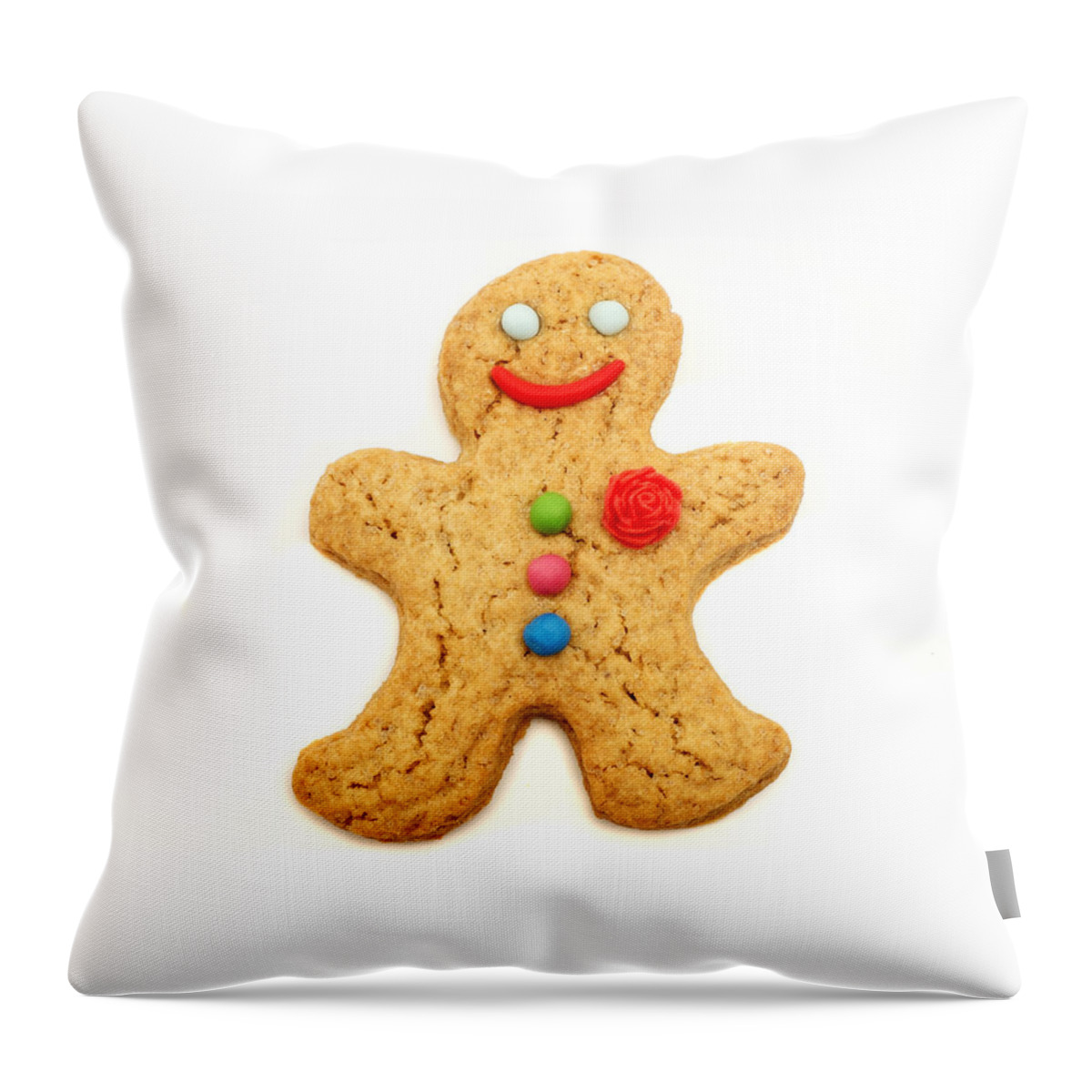 White Background Throw Pillow featuring the photograph Gingerbread man by Fabrizio Troiani