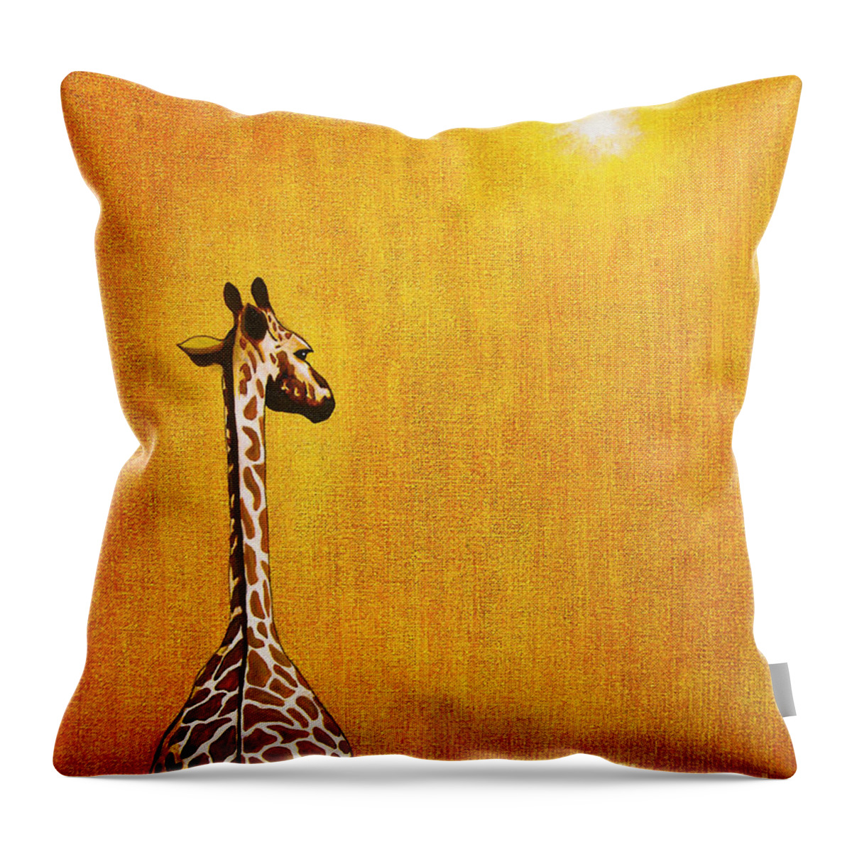 Giraffe Throw Pillow featuring the painting Giraffe Looking Back by Jerome Stumphauzer