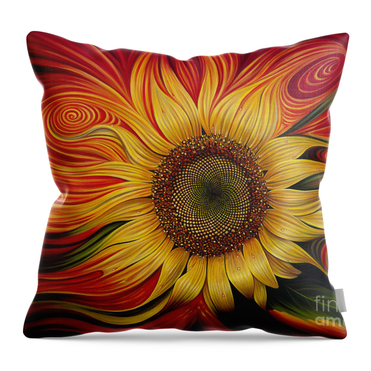 Sunflower Throw Pillow featuring the painting Girasol Dinamico by Ricardo Chavez-Mendez