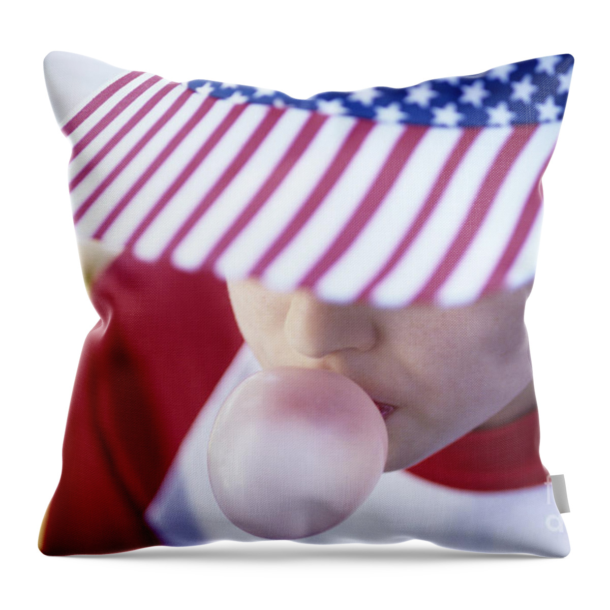 American Dream Throw Pillow featuring the photograph Girl American baseball cap by Jim Corwin