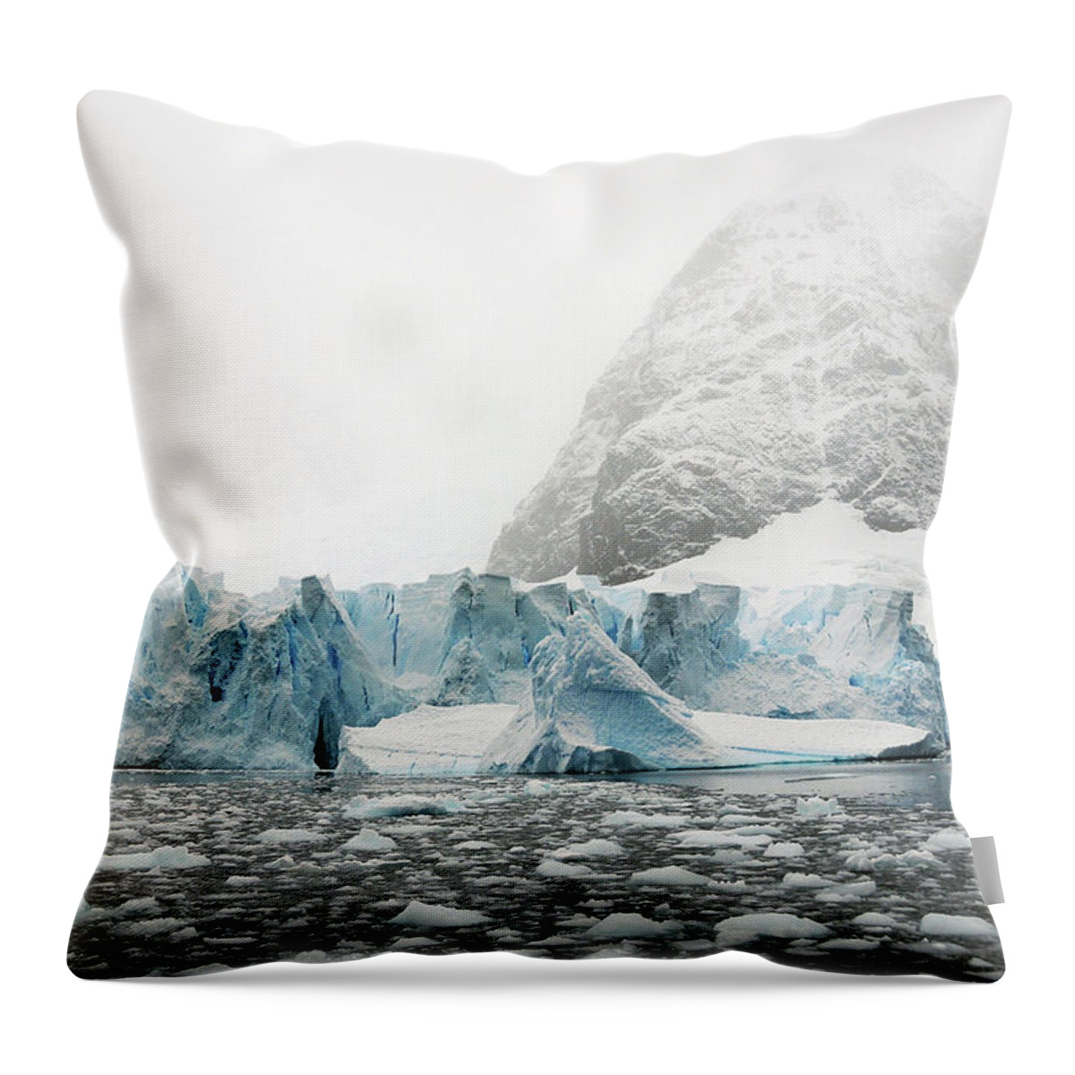 Scenics Throw Pillow featuring the photograph Glaciers And Ice In Paradise Bay by Bill Raften