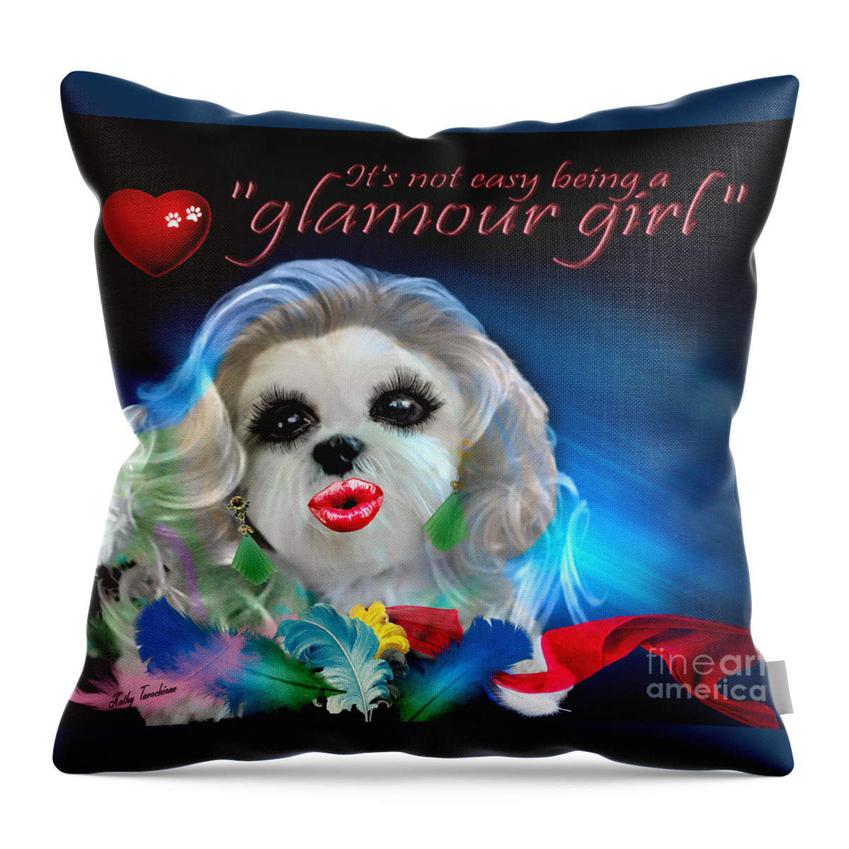Hollywood Makeover Throw Pillow featuring the digital art Glamour Girl-3 by Kathy Tarochione
