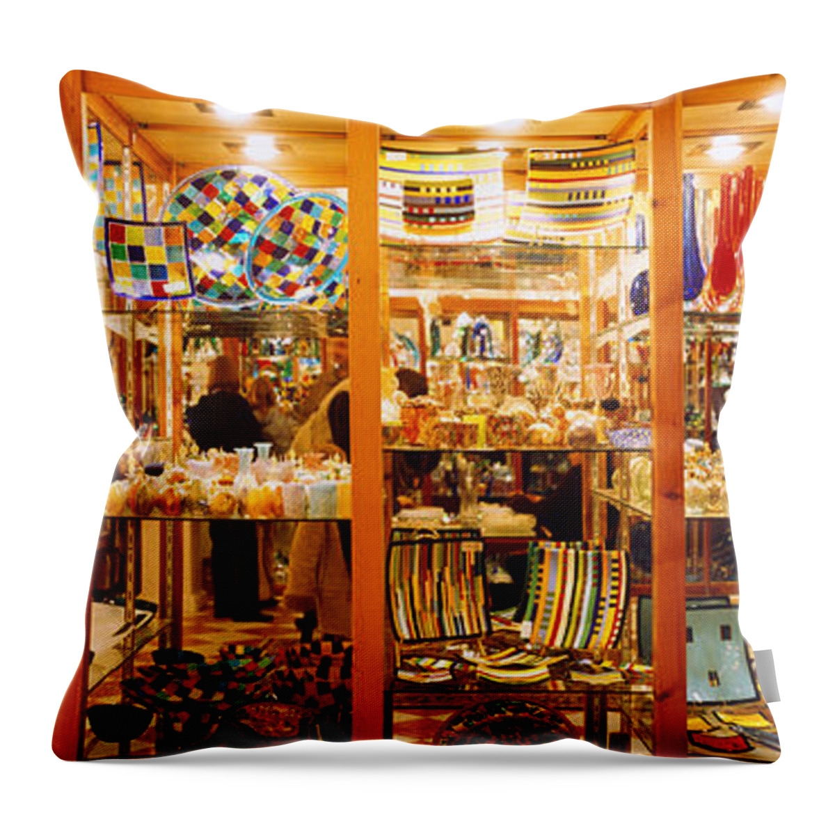 Photography Throw Pillow featuring the photograph Glassworks Display In A Store, Murano by Panoramic Images