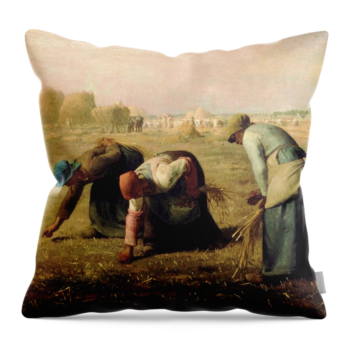 Gleaners Throw Pillow featuring the painting Gleaners by Jean Francois Millet