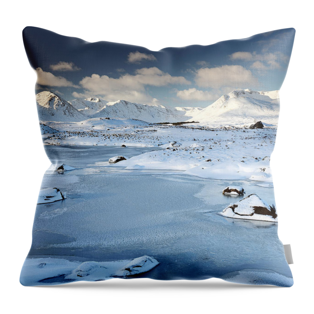Glencoe Winter Scenery Throw Pillow featuring the photograph Glencoe winter scenery by Grant Glendinning