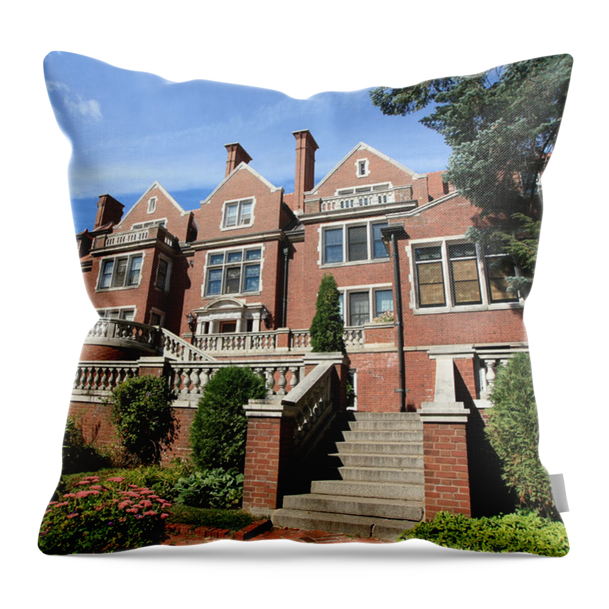 Congdon Throw Pillow featuring the photograph Glensheen Mansion Exterior by Amanda Stadther