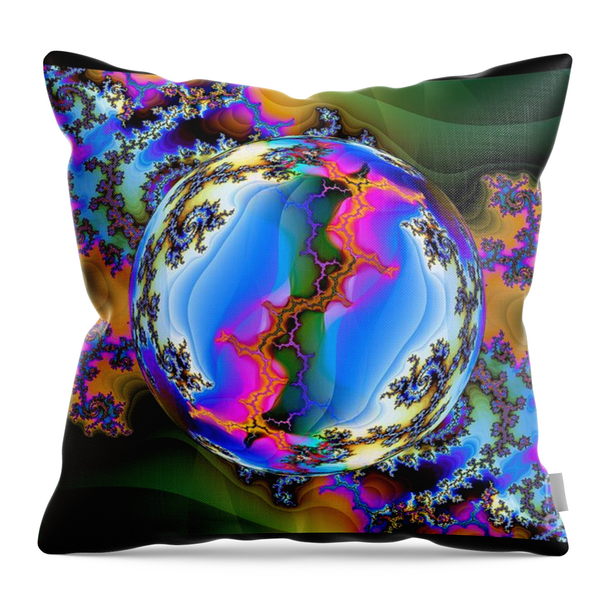 Global Fractalization Throw Pillow featuring the digital art Global Fractalization by Elizabeth McTaggart