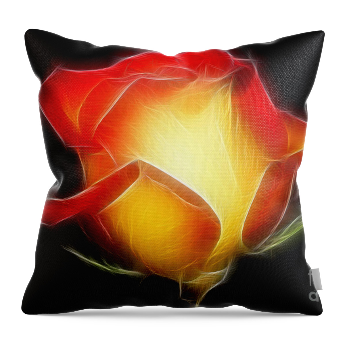 Flower Throw Pillow featuring the digital art Glow in The Dark by Teresa Zieba