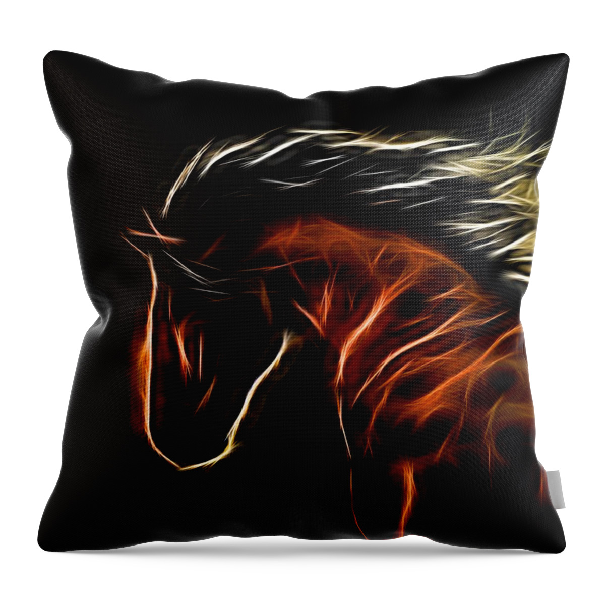 Horse Throw Pillow featuring the digital art Glowing Horse by Daniel Eskridge