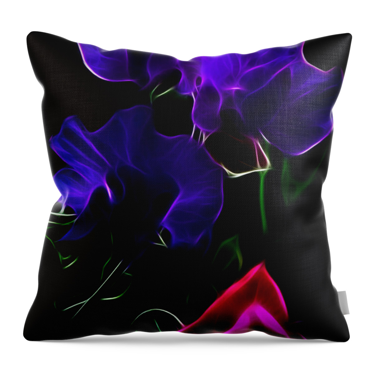Sweet Peas Throw Pillow featuring the photograph Glowing Sweet Peas by Yvonne Johnstone