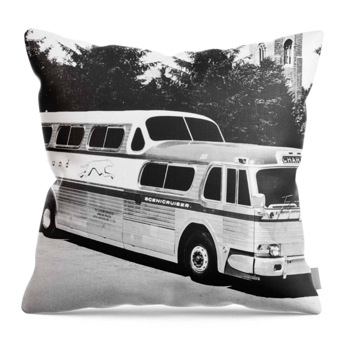 1950's Throw Pillow featuring the photograph GM's Latest Bus Line by Underwood Archives