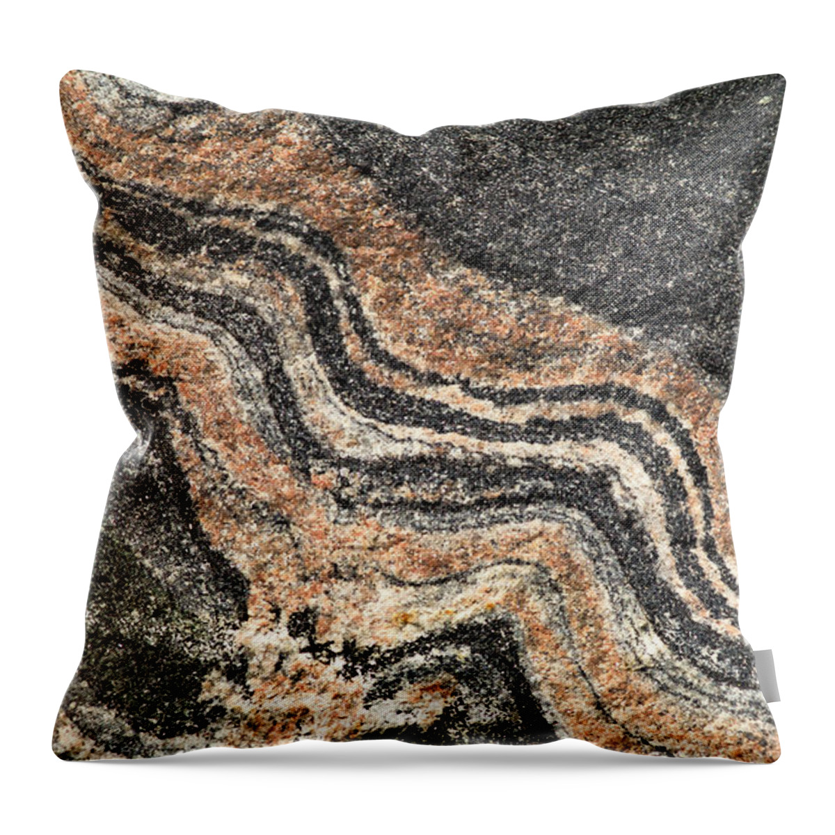 Banded Throw Pillow featuring the photograph Gneiss Rock by Les Palenik