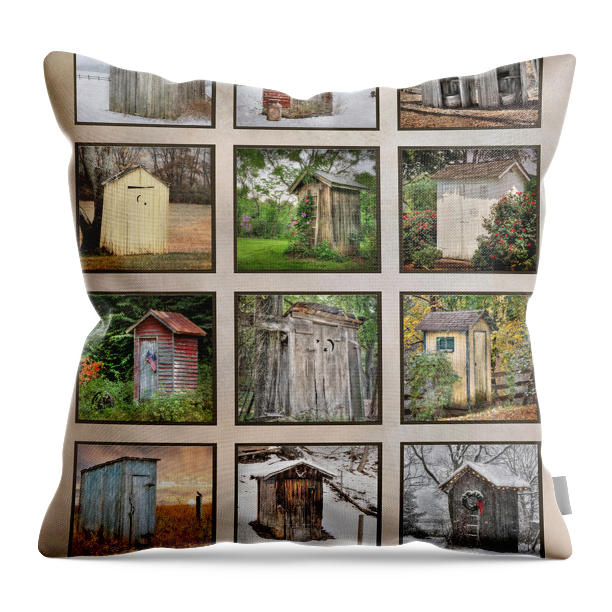 Outhouse Throw Pillow featuring the photograph Go In Style - Outhouses by Lori Deiter