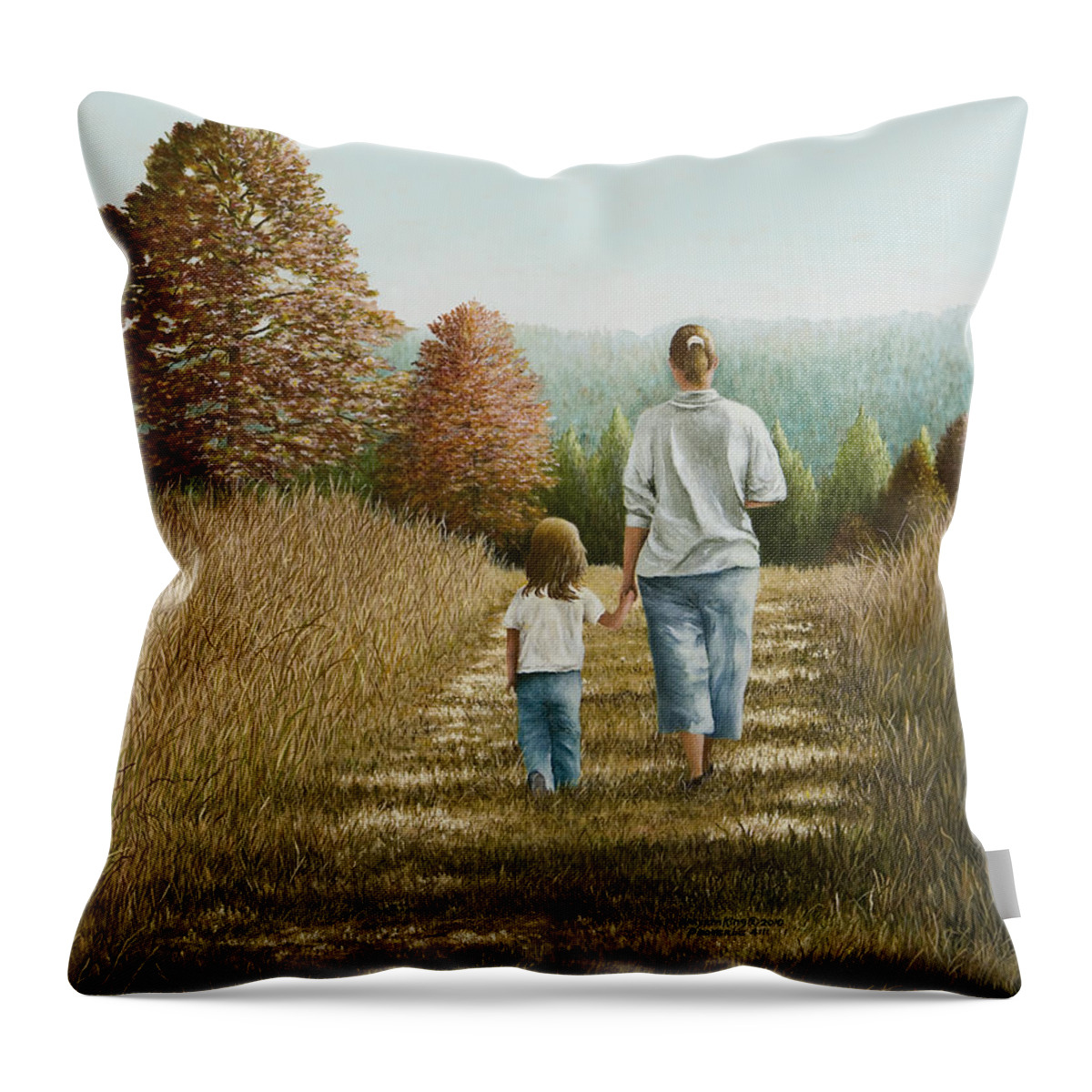 Landscape Paintings Throw Pillow featuring the painting Going Home by Mary Ann King