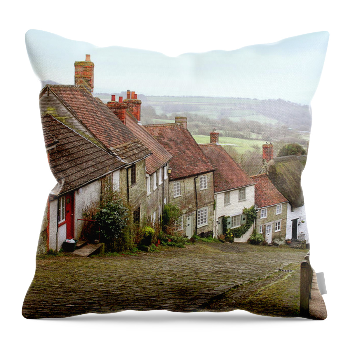 Tranquility Throw Pillow featuring the photograph Gold Hill, Shaftesbury by Larigan - Patricia Hamilton