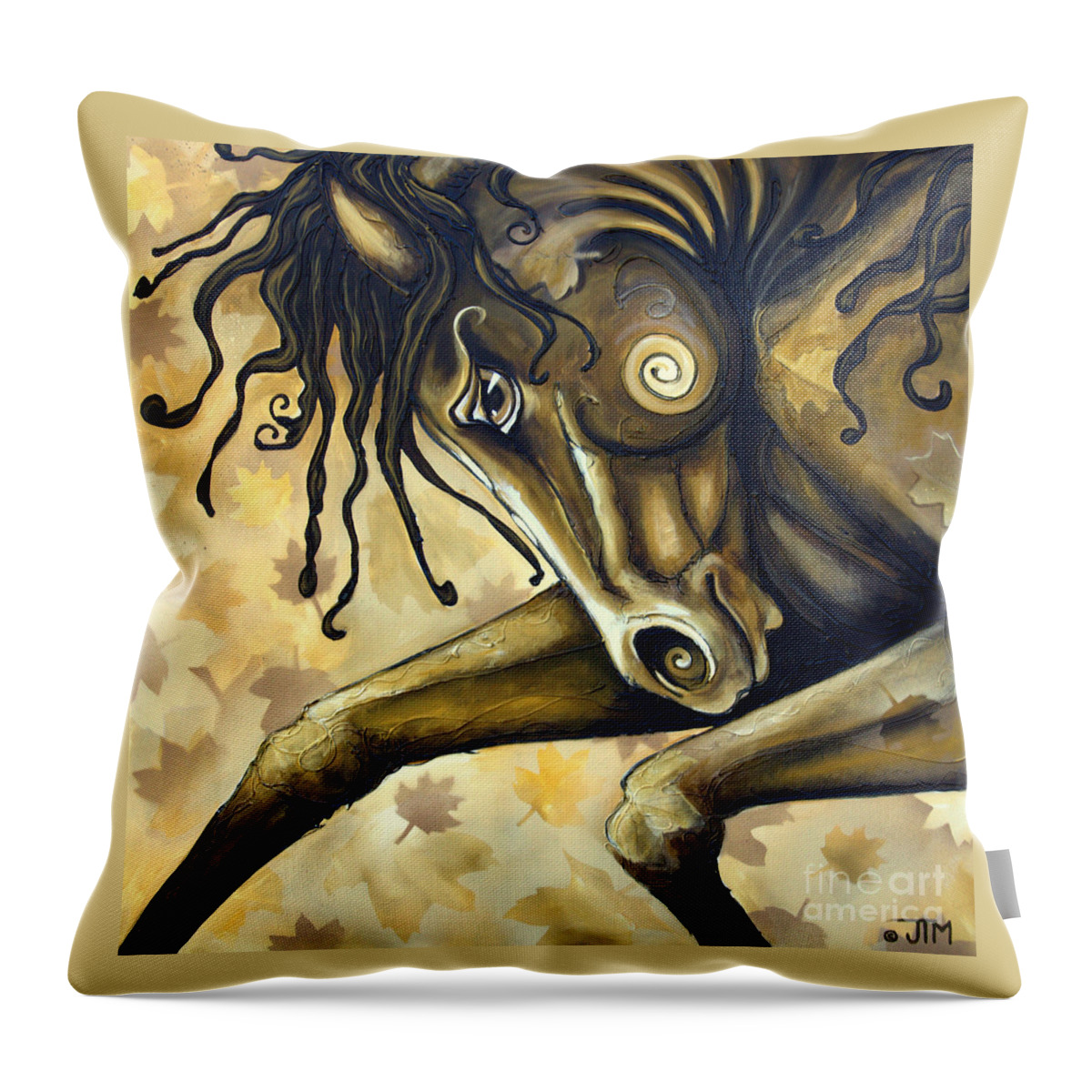 Horse Throw Pillow featuring the painting Gold Leaf by Jonelle T McCoy