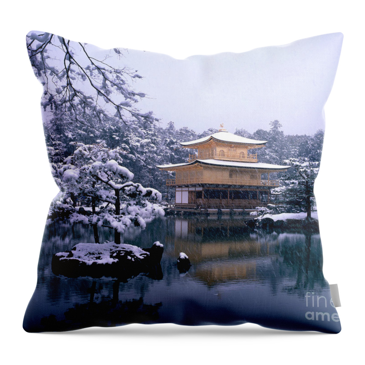 Travel Throw Pillow featuring the photograph Gold Temple In Kyoto, Japan by Masao Hayashi