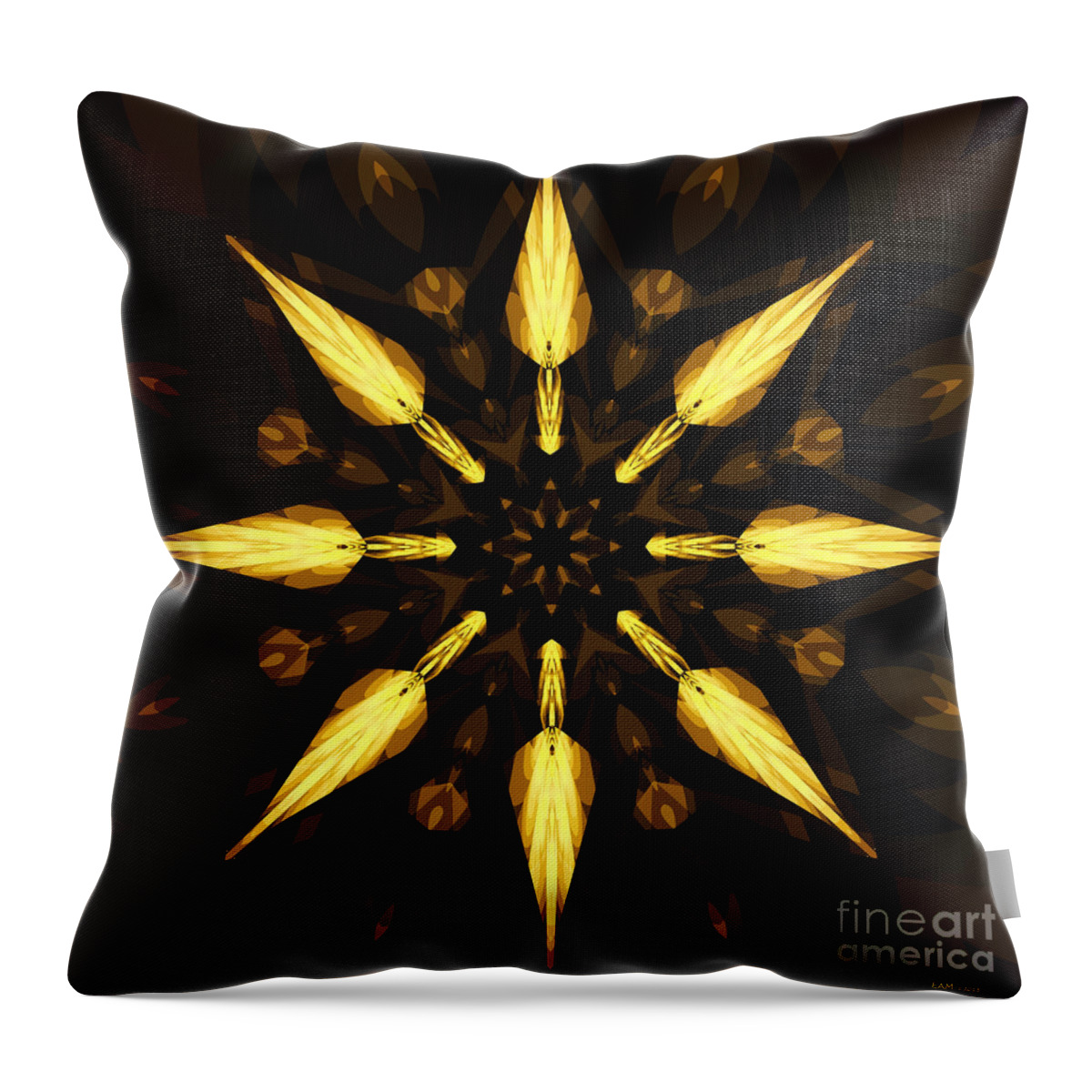 Fractal Art Throw Pillow featuring the digital art Golden Arrows by Elizabeth McTaggart