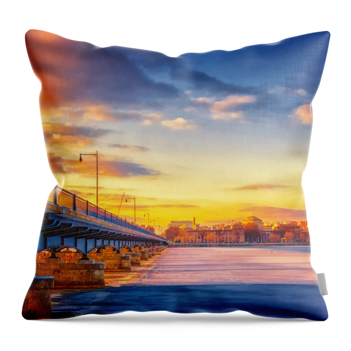 Boston Throw Pillow featuring the photograph Boston's Golden Bridge to MIT by Sylvia J Zarco