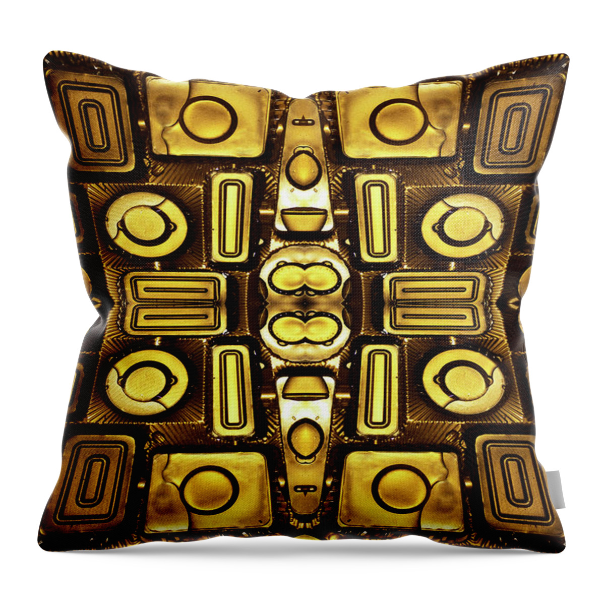 Berlin Throw Pillow featuring the photograph Golden Colored Plastic Structure by Silvia Otte