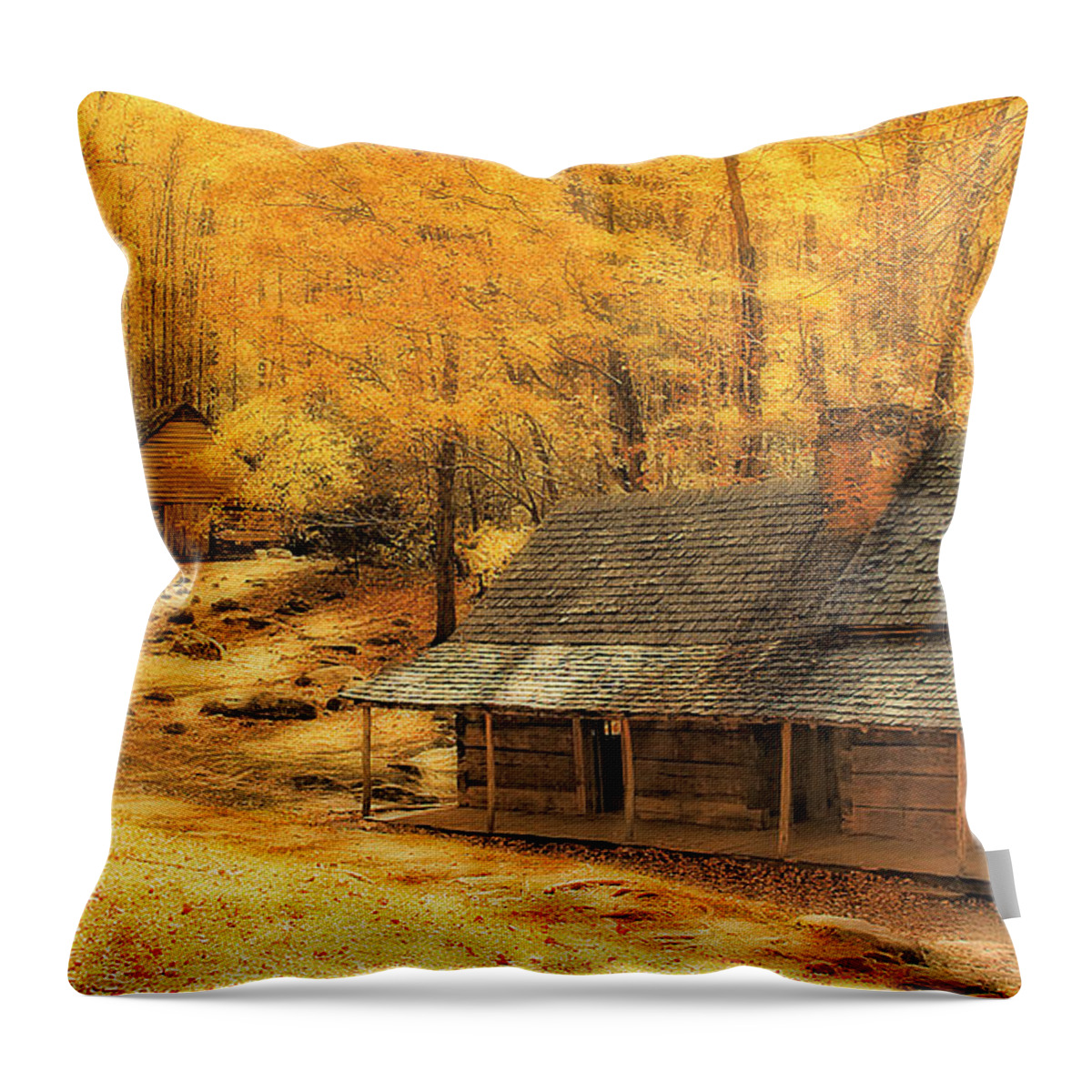 Gold Throw Pillow featuring the photograph Golden Dream Home by Geraldine DeBoer