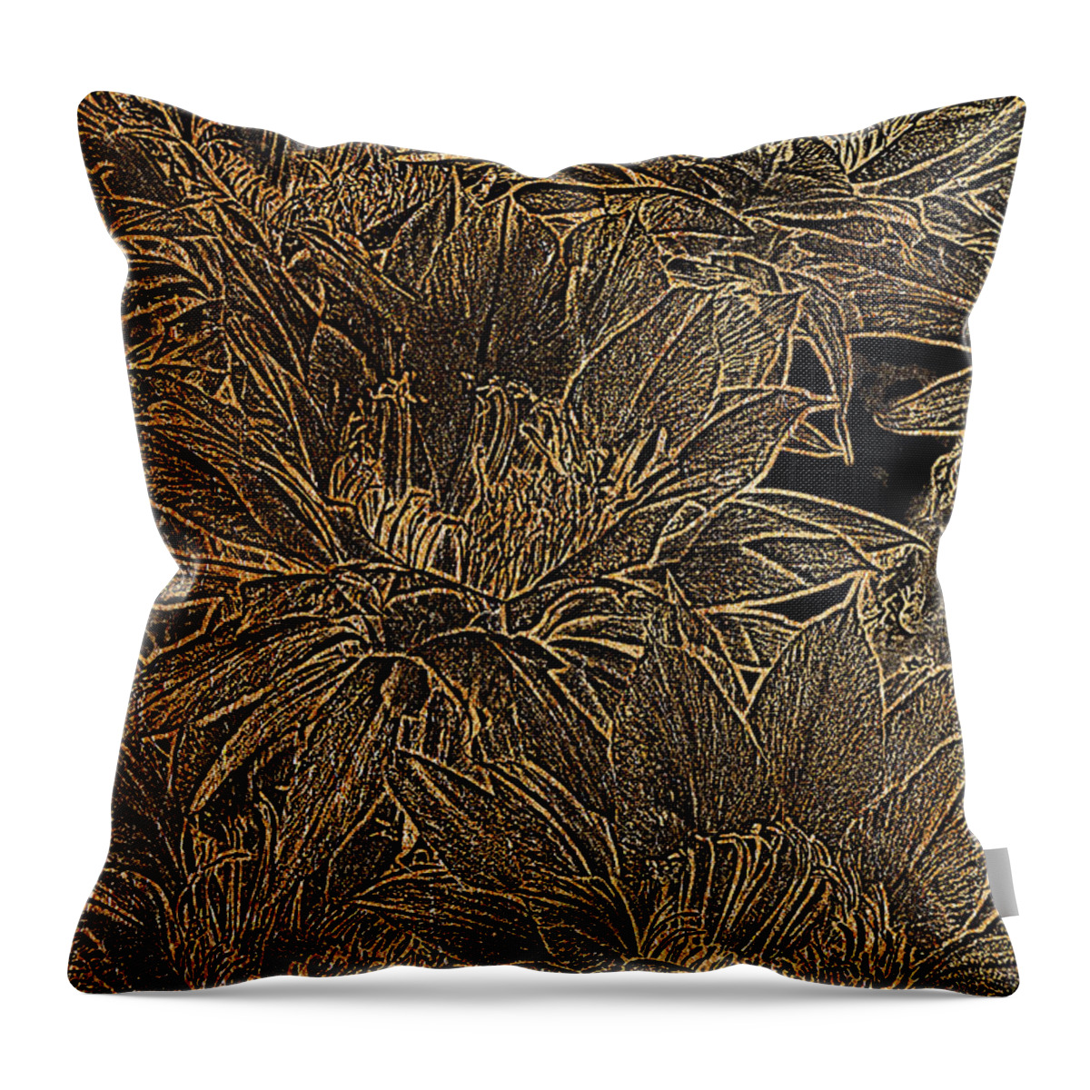 Flower Throw Pillow featuring the photograph Golden Flowers by Phyllis Denton