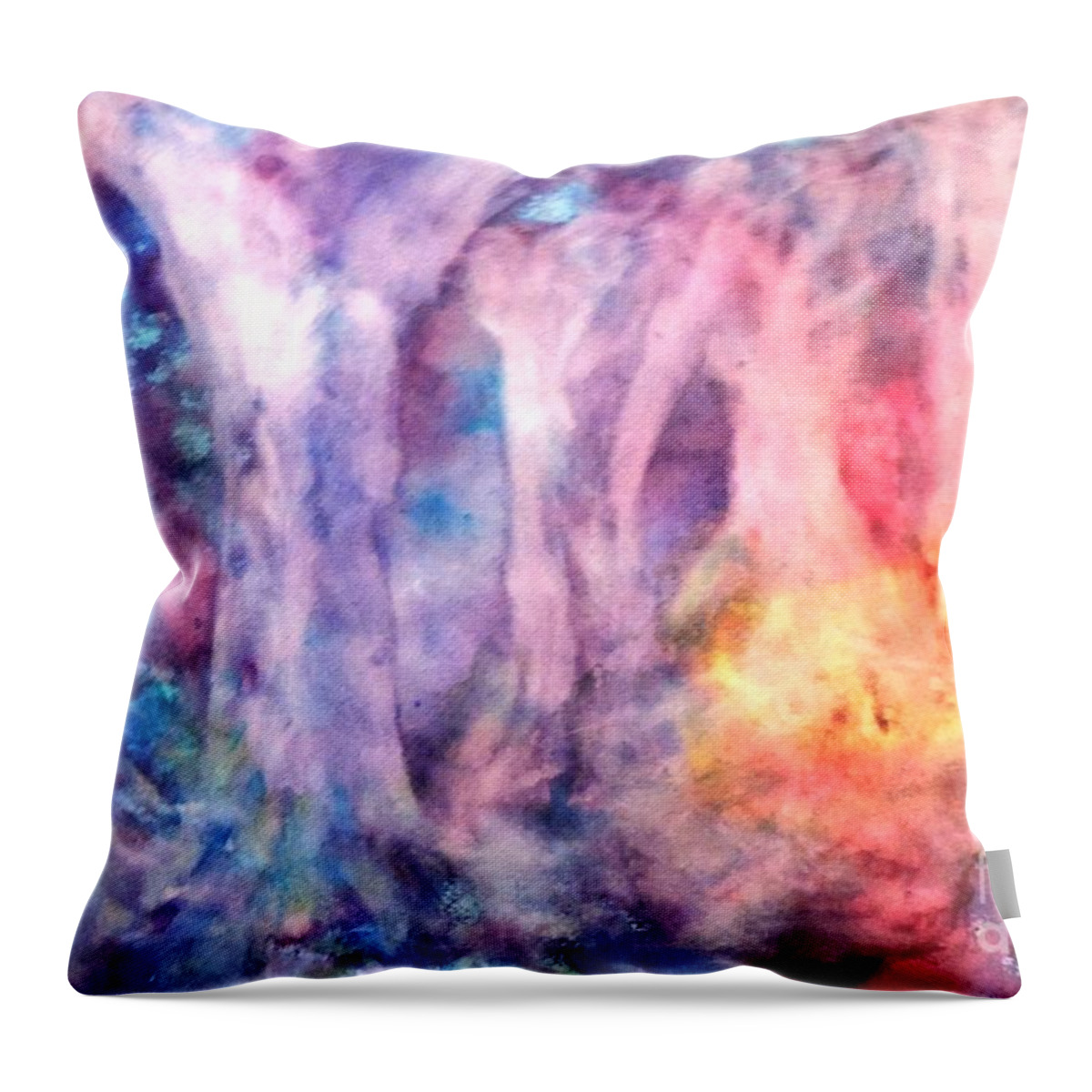 Trees Throw Pillow featuring the painting Golden Forest by Laura Hamill