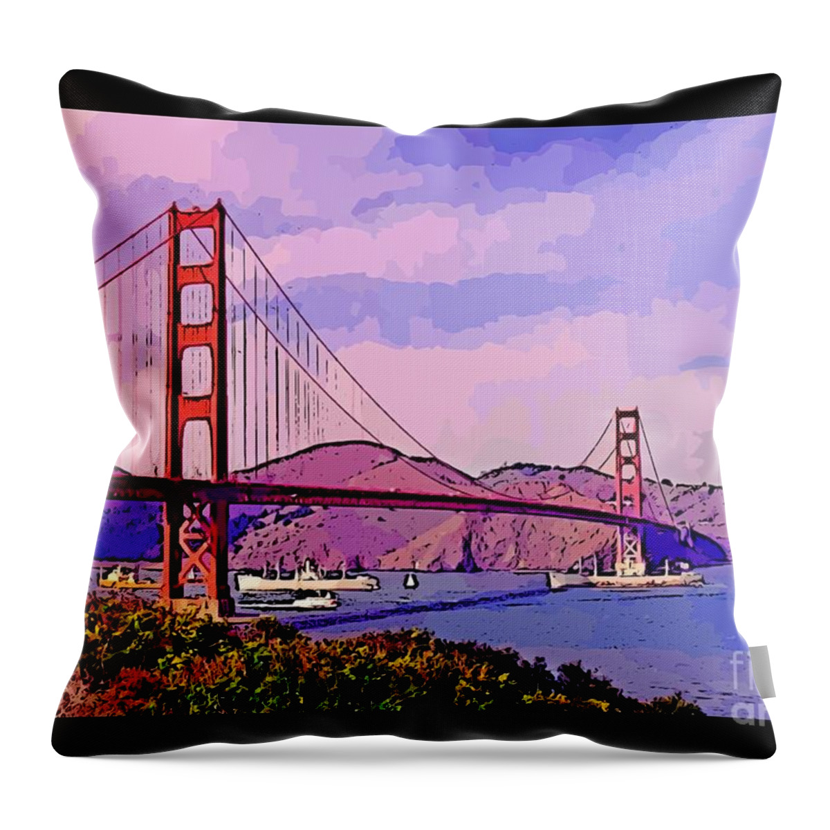 Golden Gate Bridge Throw Pillow featuring the photograph Golden Gate Bridge by John Malone