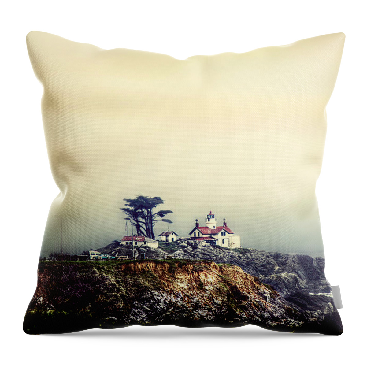 Lighthouse Throw Pillow featuring the photograph Golden Lights by Melanie Lankford Photography