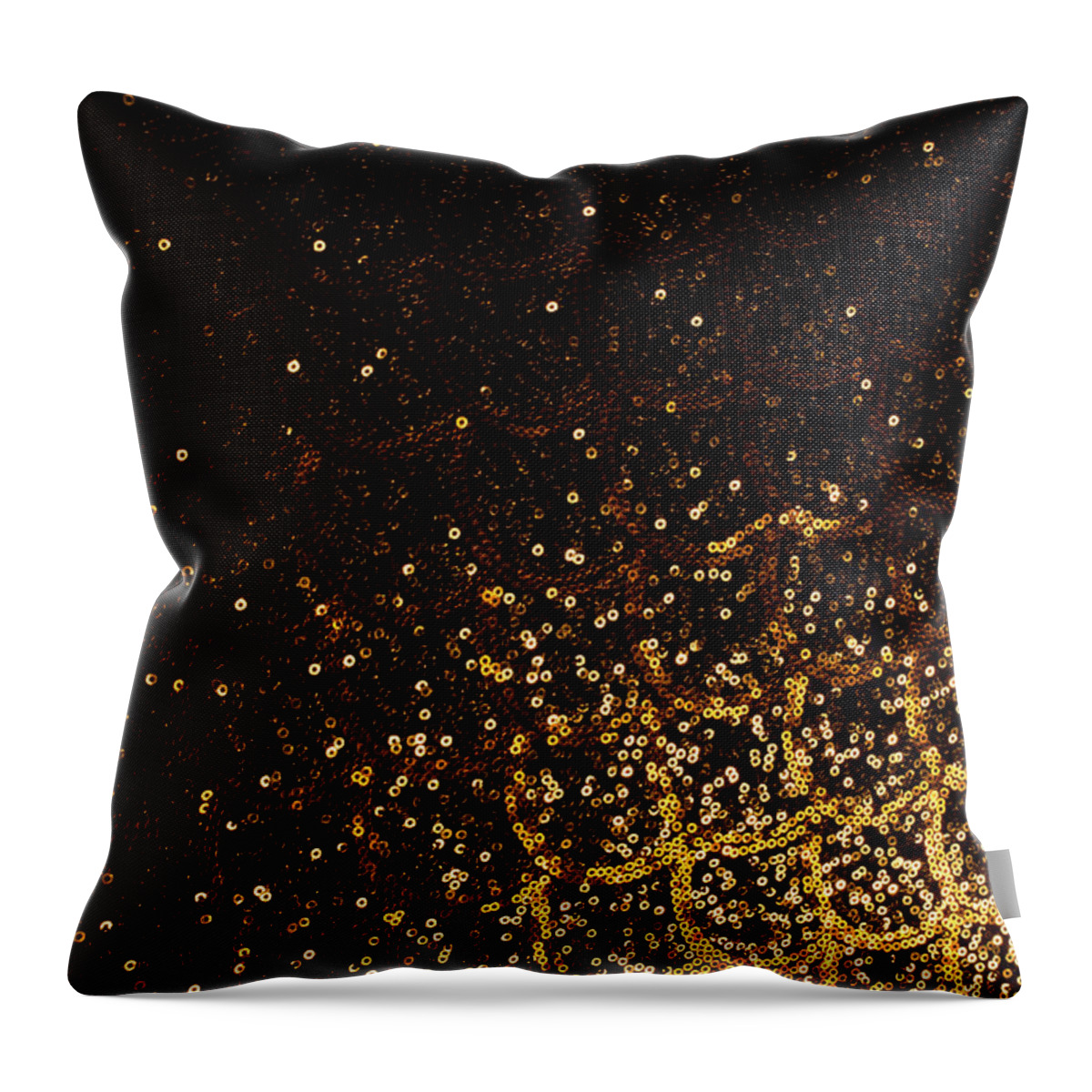 Black Background Throw Pillow featuring the photograph Golden Metal Rings by Gm Stock Films