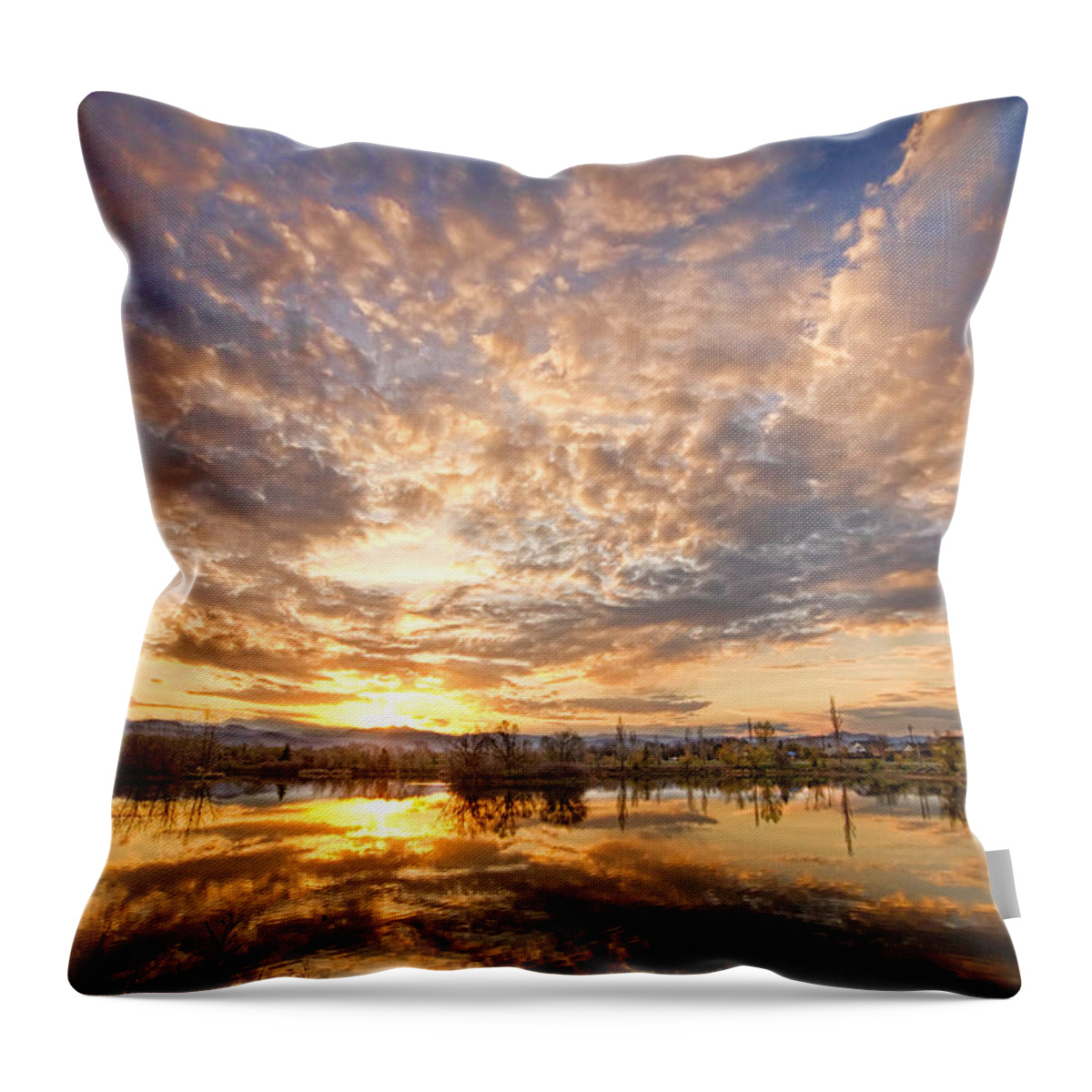 Clouds Throw Pillow featuring the photograph Golden Ponds Scenic Sunset Reflections 5 by James BO Insogna