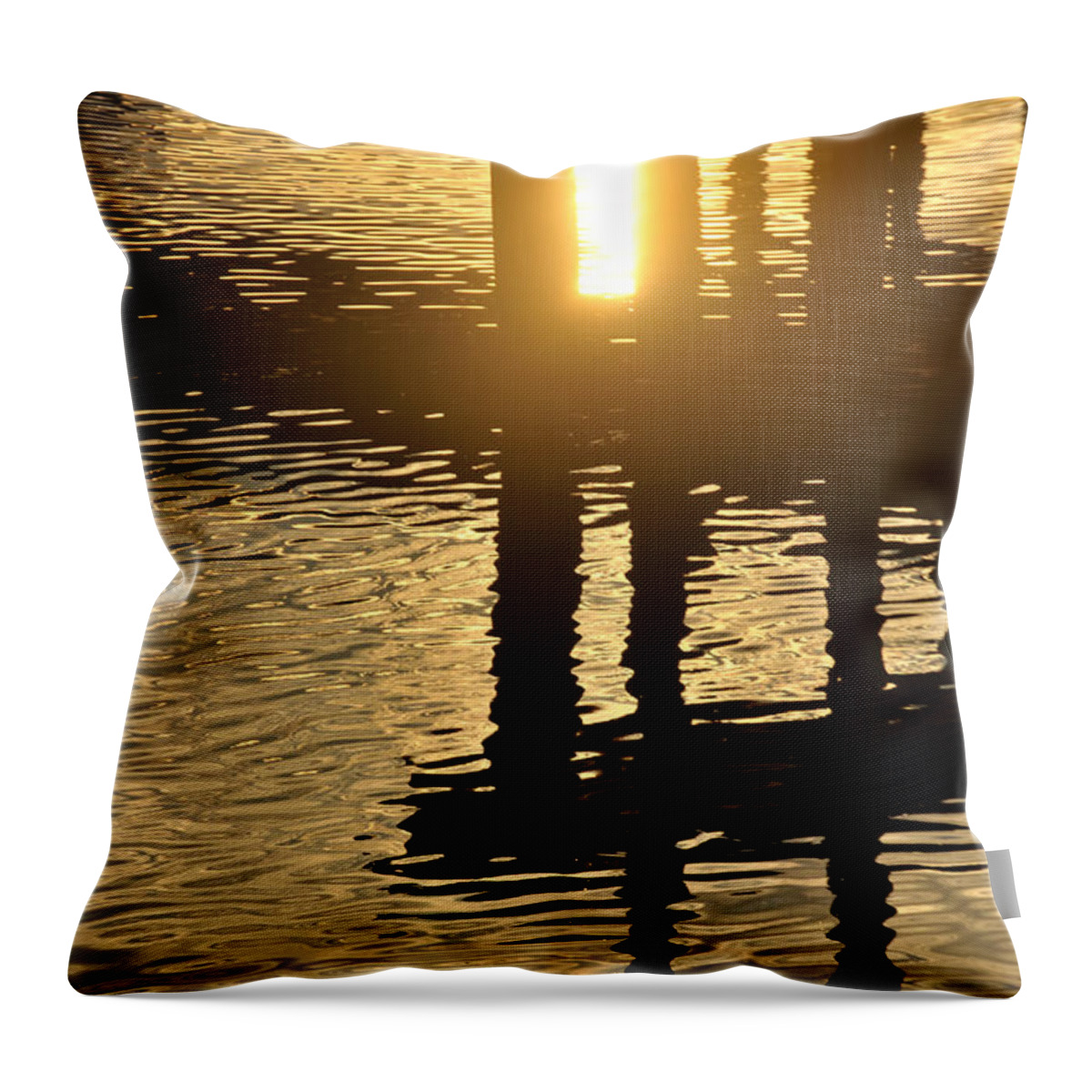 Sunrise Throw Pillow featuring the photograph Golden Ripples v1 by Michael Frank Jr
