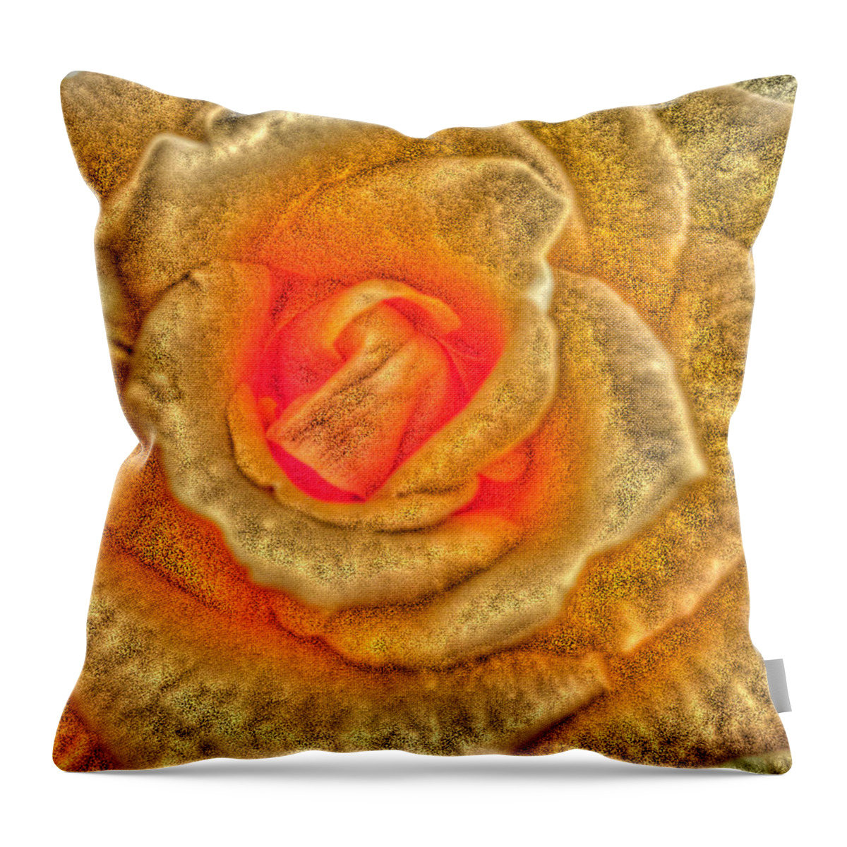 Rose Throw Pillow featuring the photograph Golden Rose by Marian Lonzetta