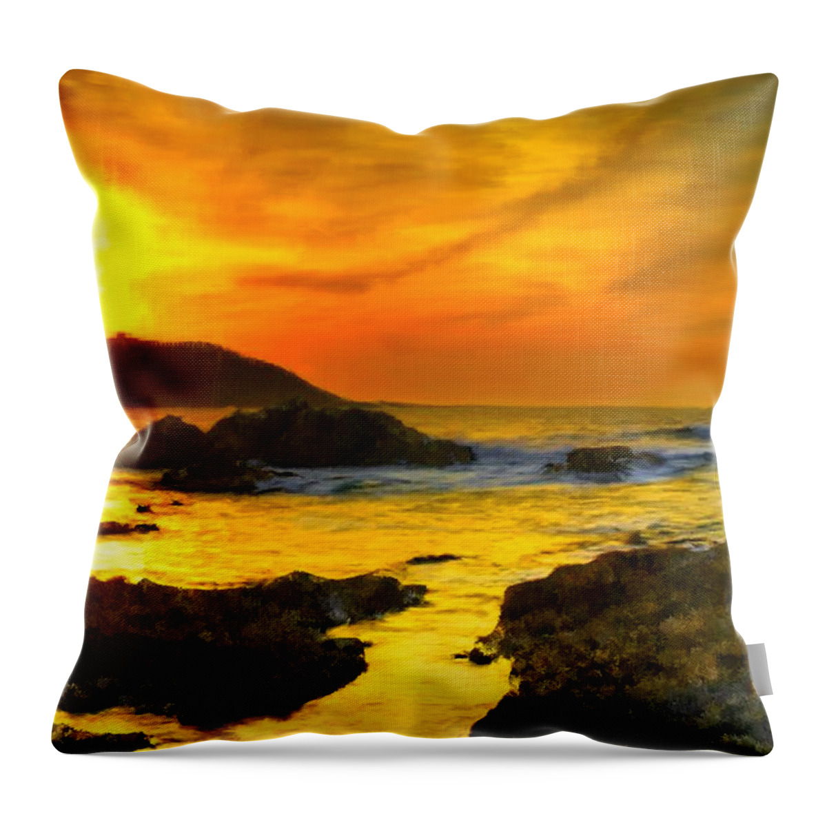 Golden Throw Pillow featuring the painting Golden Sky by Bruce Nutting