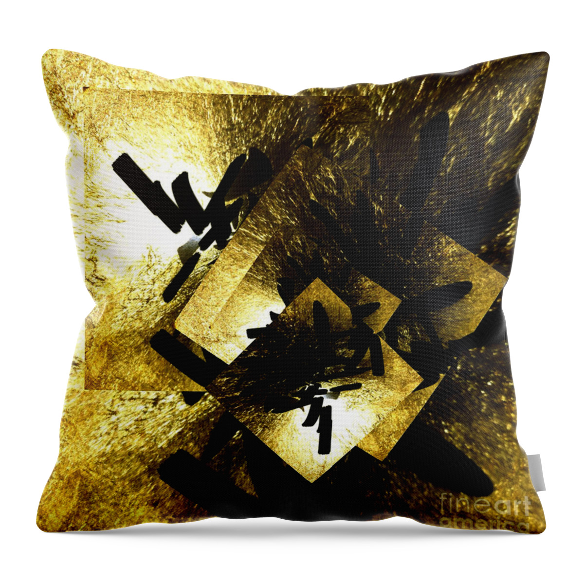Abstract Golden Time Of Day Dark Colors Throw Pillow featuring the digital art Golden Time of Day by Gayle Price Thomas