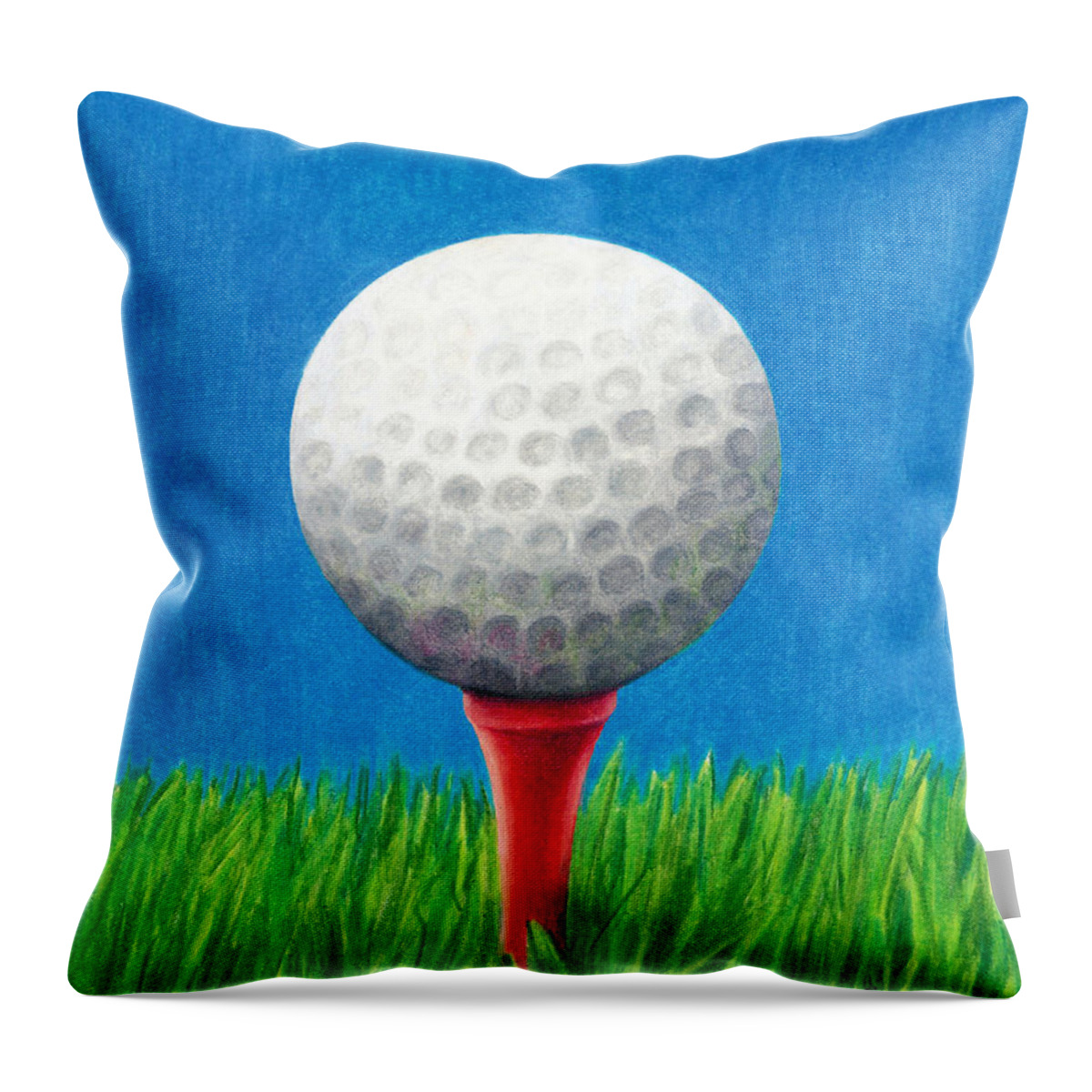 Golf Throw Pillow featuring the drawing Golf Ball and Tee by Janice Dunbar